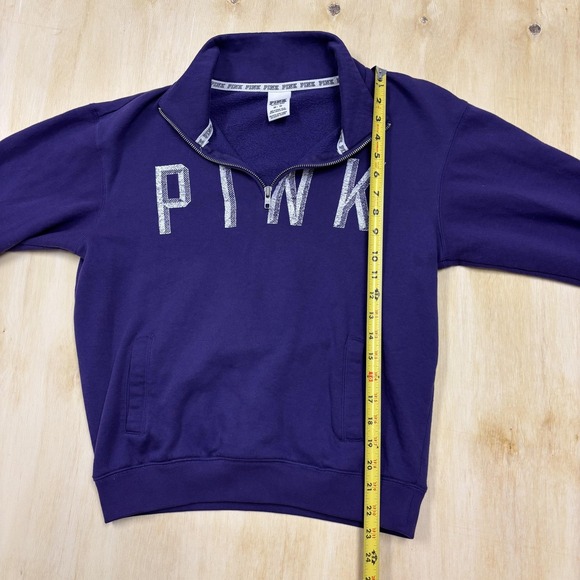 PINK Victoria's Secret Sweatshirt Womens XS Purple 1/4 Zip Fleece Pullover - Picture 4 of 7
